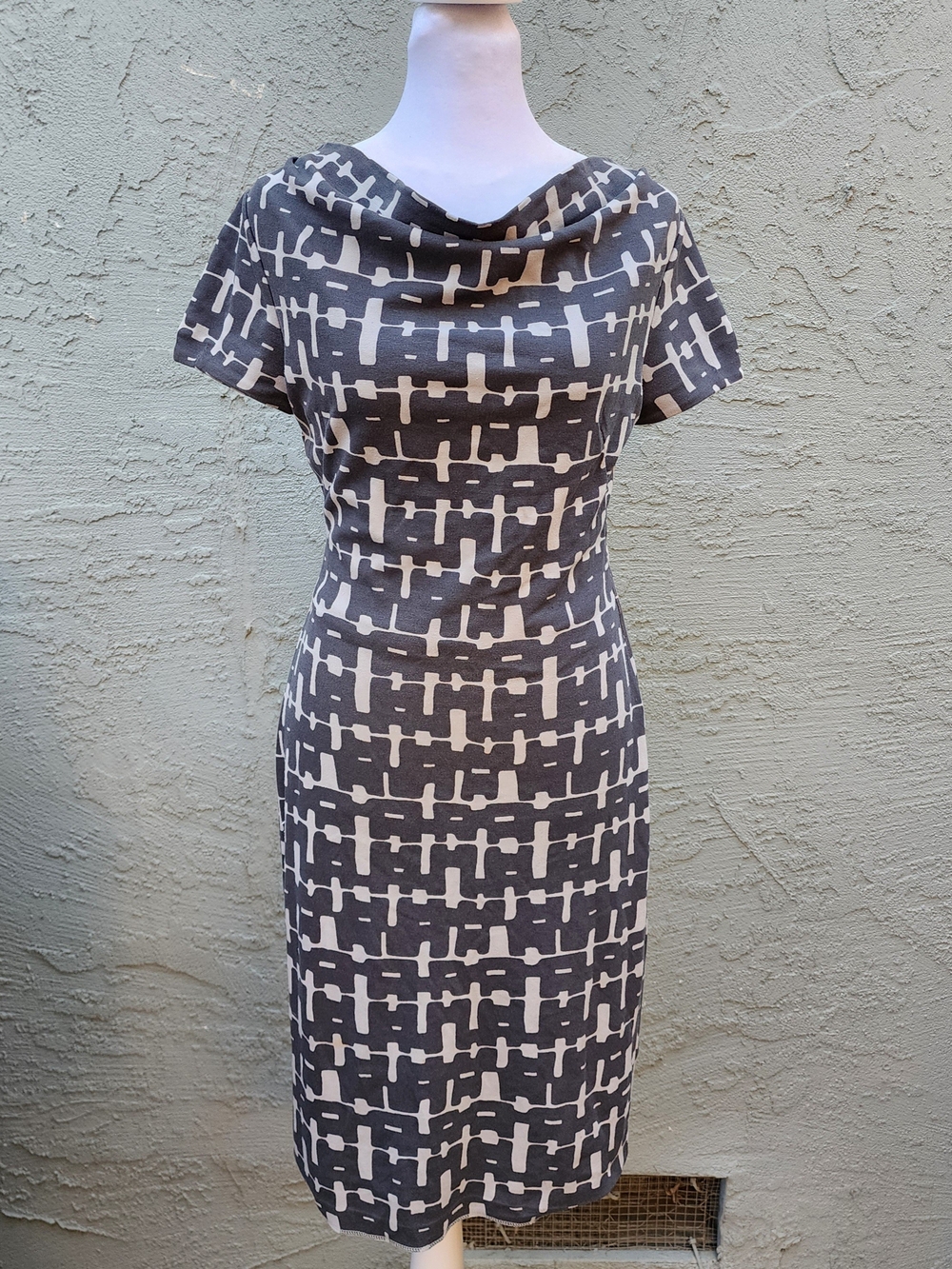 Banana Republic Gray Geometric Cowl Neck Dress [0]